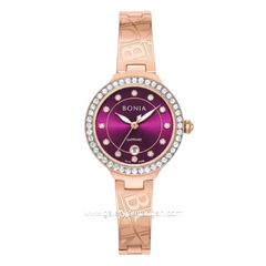 BONIA BNB10938-2567S Burgundy Rose Gold Dial Burgundy Stainless Steel Strap