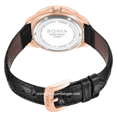BONIA BNB10934-2532S Black Rose Gold Dial Black Leather Strap