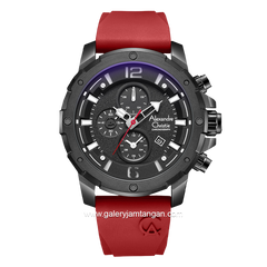 Alexandre Christie AC 6410 MC Chronograph Red Black Rubber