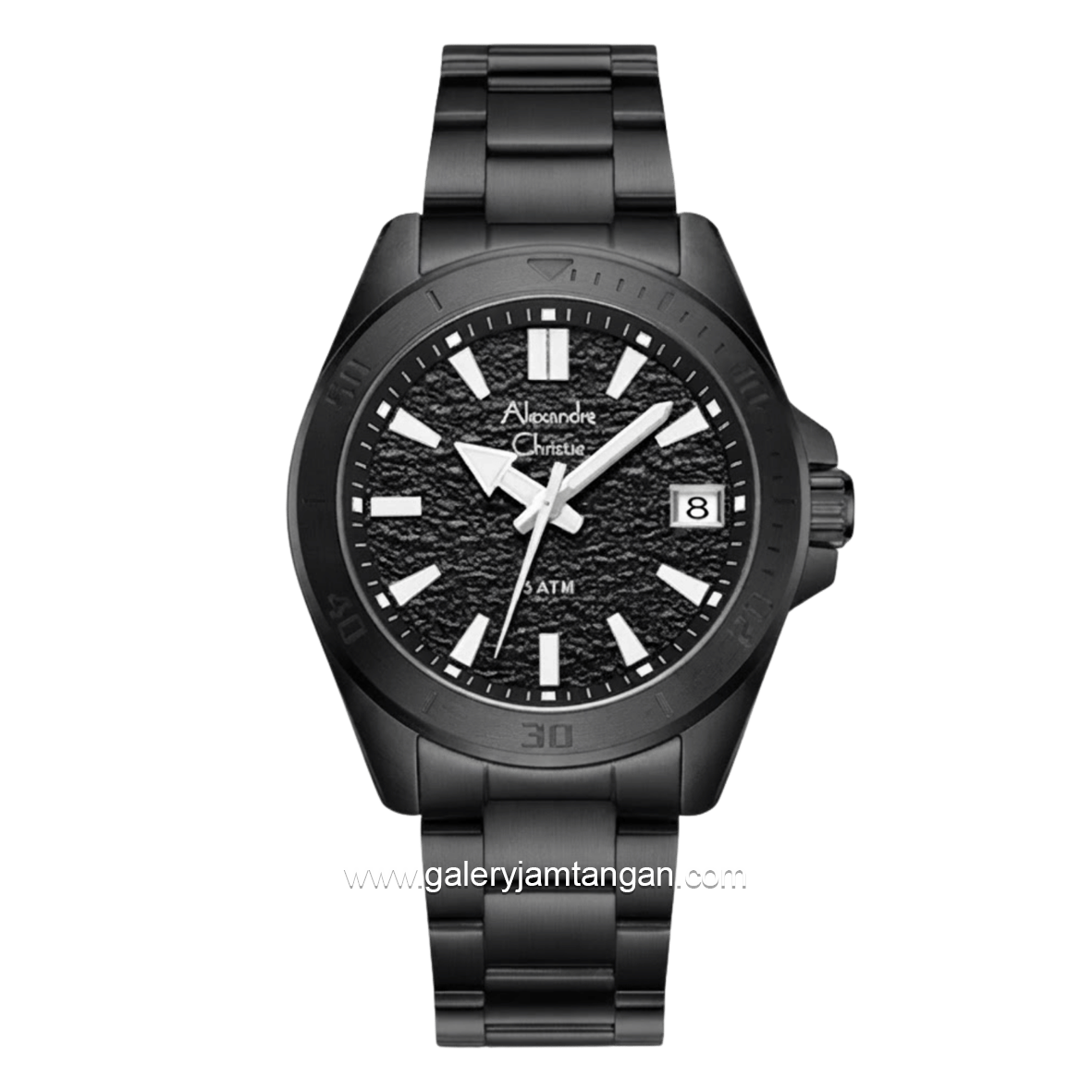 Alexandre Christie AC 6682 MDBIPBA Black Textured Dial Black Stainless Steel Strap