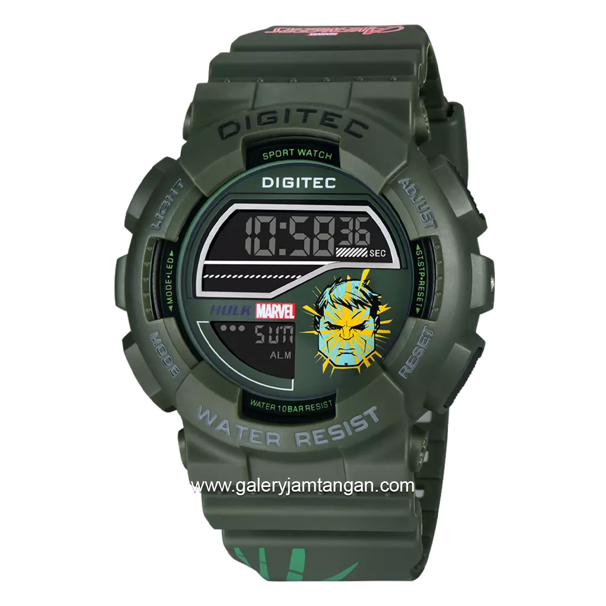 DIGITEC DG-5210T-MV GR-6B MARVEL Digital Full Green Rubber Strap