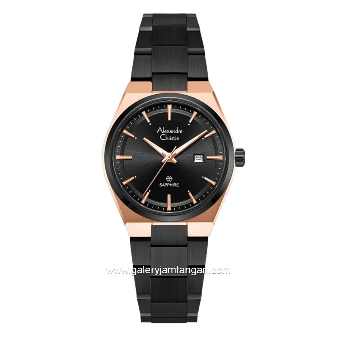 Alexandre Christie AC 8697 LD BBRBA Sapphire Black Dial Black Stainless Steel Strap