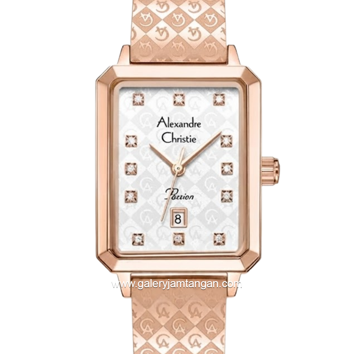 Alexandre Christie Passion AC 2C24 LD BRGSL Silver Dial Rose Gold Acetate Steel Strap