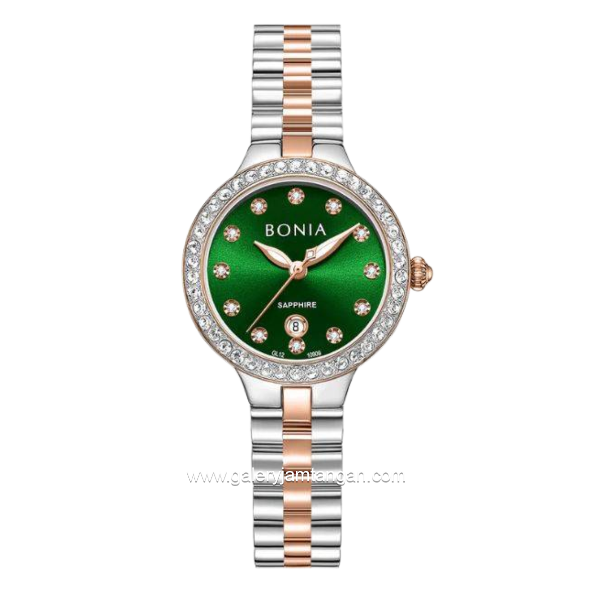 BONIA BNB10909-2697S Silver Combi Gold Dial Green Stainless Steel Strap
