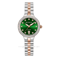 BONIA BNB10909-2697S Silver Combi Gold Dial Green Stainless Steel Strap