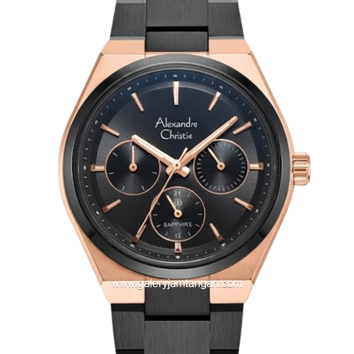 Jam Tangan Alexandre Christie AC 8697 BF BBRBA Sapphire Black Dial Black Stainless Steel Strap