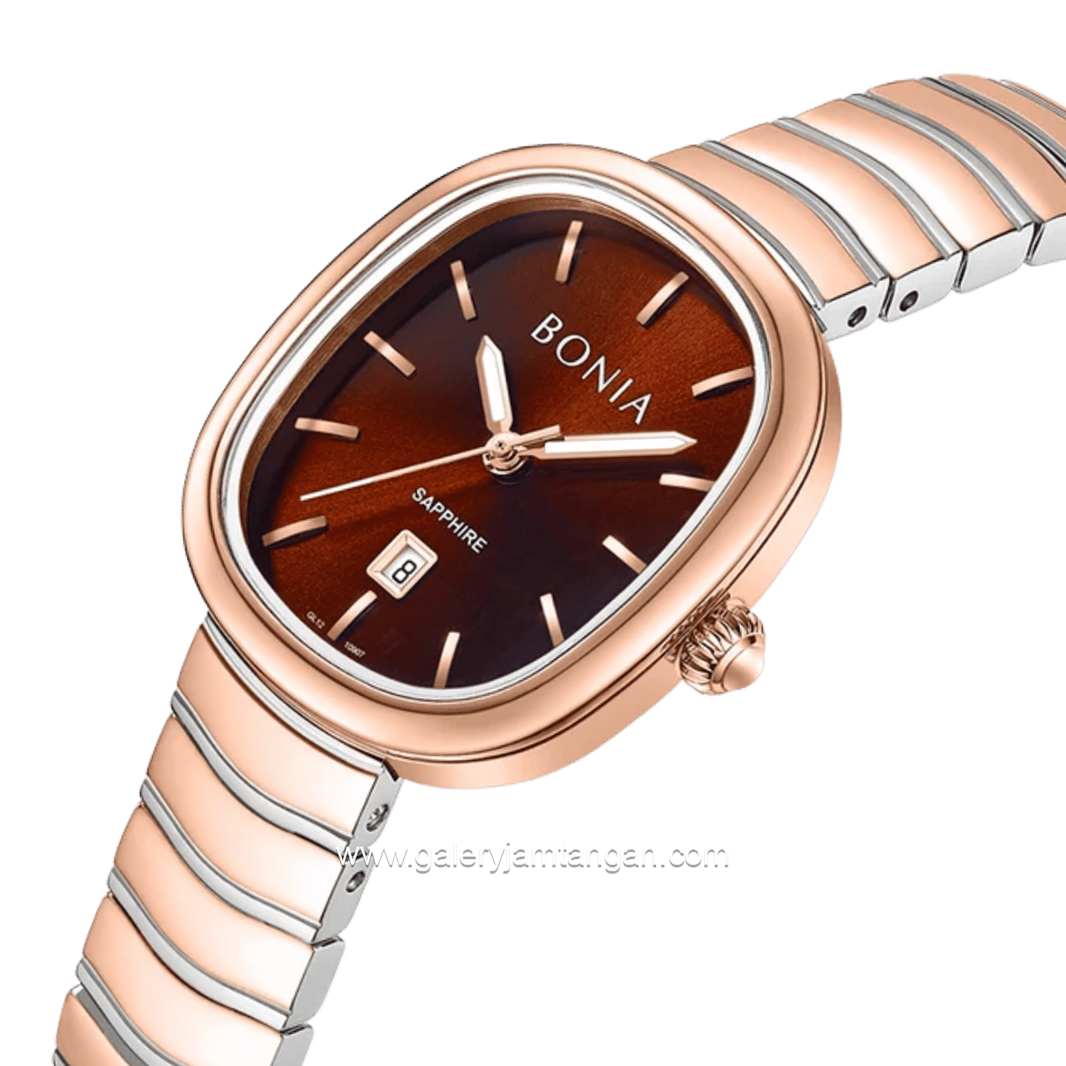 BONIA BNB10907-2642 Silver Rose Gold Dial Red Stainless Steel Strap