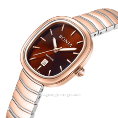 BONIA BNB10907-2642 Silver Rose Gold Dial Red Stainless Steel Strap