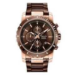 Alexandre Christie AC 6141 MCBROBO Brown Rosegold Chronograph Stainless Steel Strap