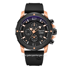 Alexandre Christie AC 6410 MC Chronograph Black Rosegold Rubber