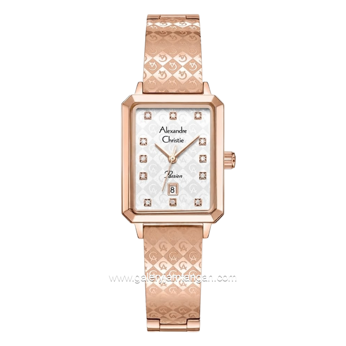 Alexandre Christie Passion AC 2C24 LD BRGSL Silver Dial Rose Gold Acetate Steel Strap