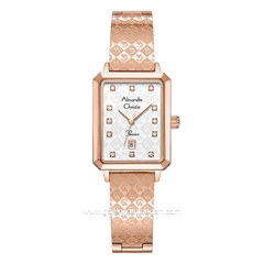Alexandre Christie Passion AC 2C24 LD BRGSL Silver Dial Rose Gold Acetate Steel Strap