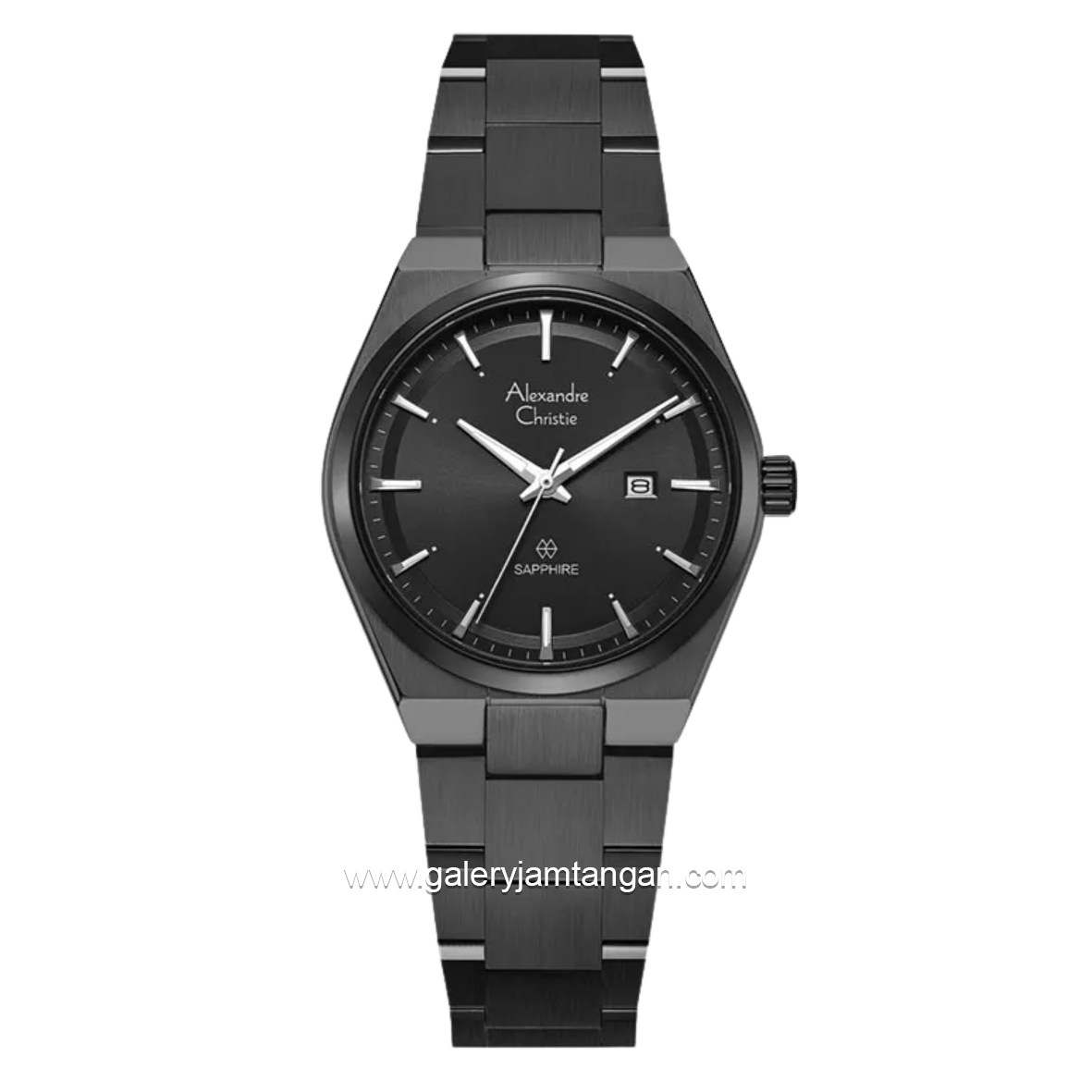 Alexandre Christie AC 8697 LD BIPBA Sapphire Black Dial Black Stainless Steel Strap