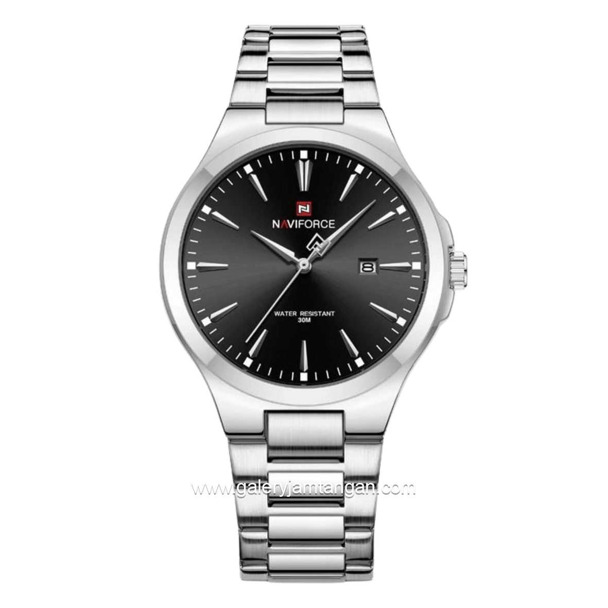NAVIFORCE NF-9214 Silver Dial Black Stainless Steel