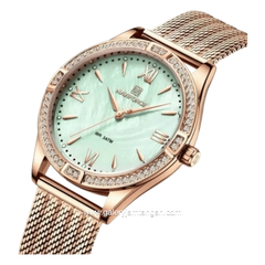 NAVIFORCE NF-5028L Rosegold Dial Green Mesh Stainless Steel Strap