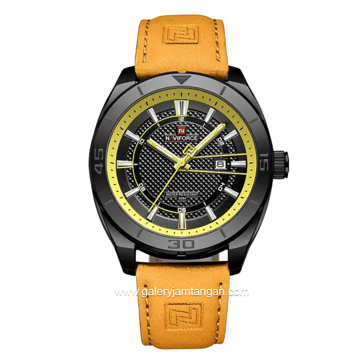NAVIFORCE NF-9209 Tan Dial Black Leather Strap