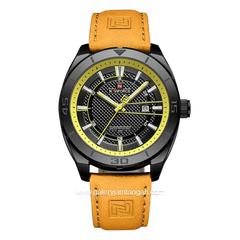 NAVIFORCE NF-9209 Tan Dial Black Leather Strap