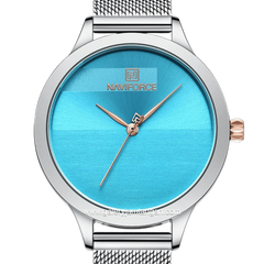 NAVIFORCE NF-5027L Silver Dial Blue Mesh Stainless Steel
