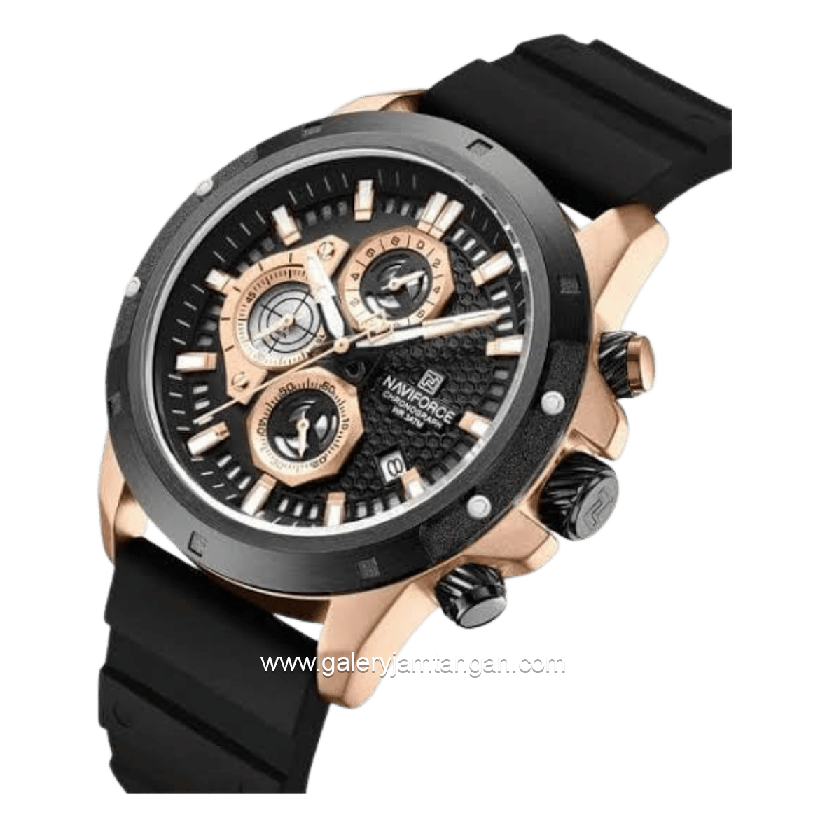 NAVIFORCE NF-8036M Chronograph Black Rosegold Silicone Strap