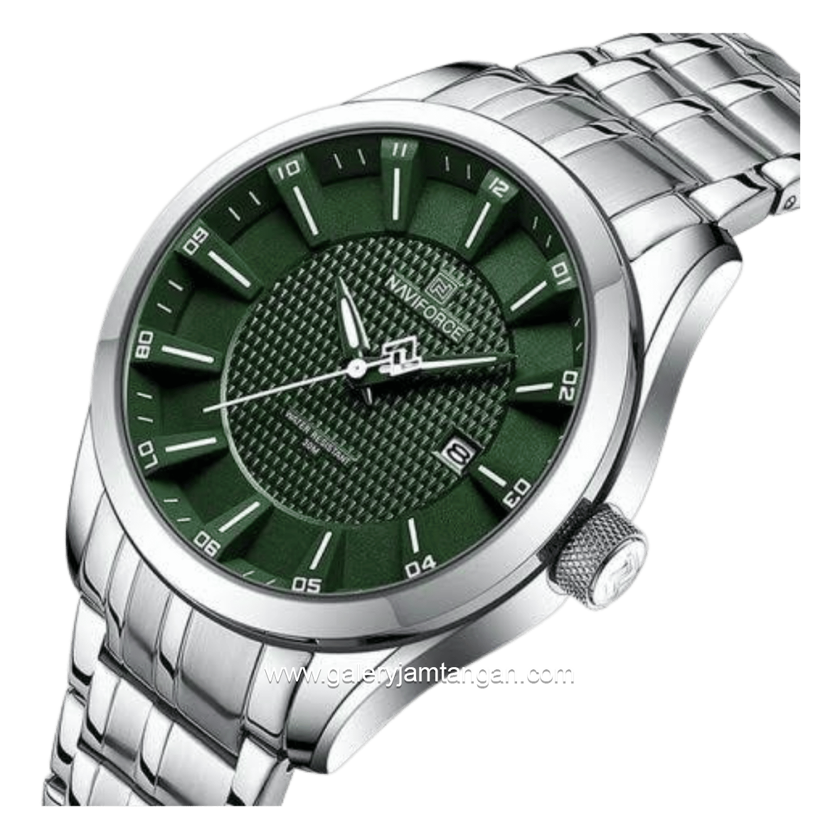 NAVIFORCE NF-8032 Silver Dial Green Stainless Steel