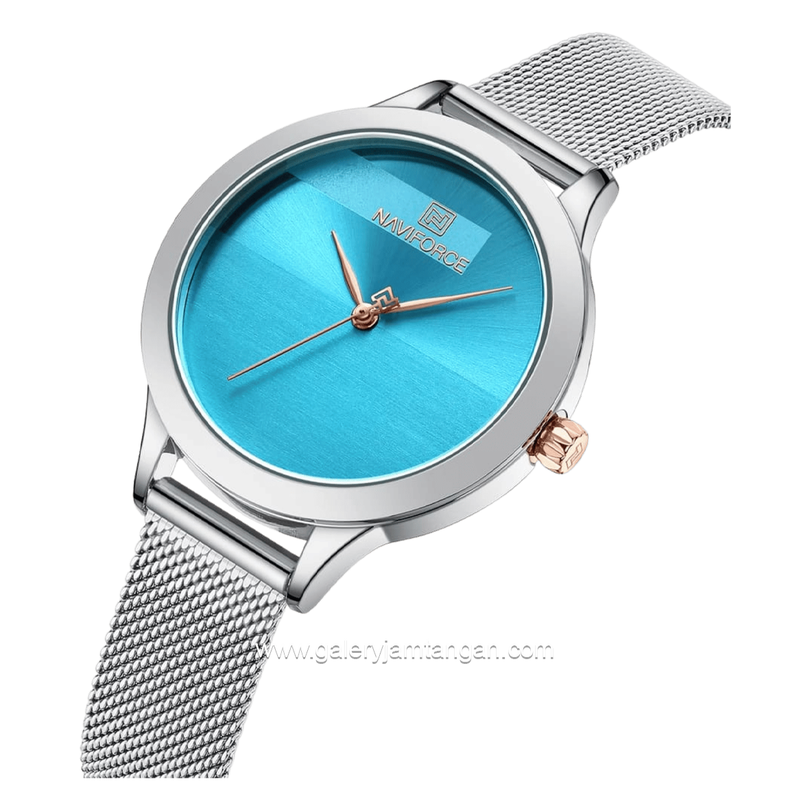 NAVIFORCE NF-5027L Silver Dial Blue Mesh Stainless Steel