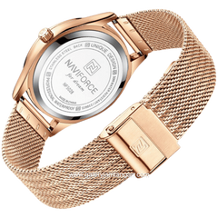 NAVIFORCE NF-5028L Rosegold Dial White Mesh Stainless Steel Strap
