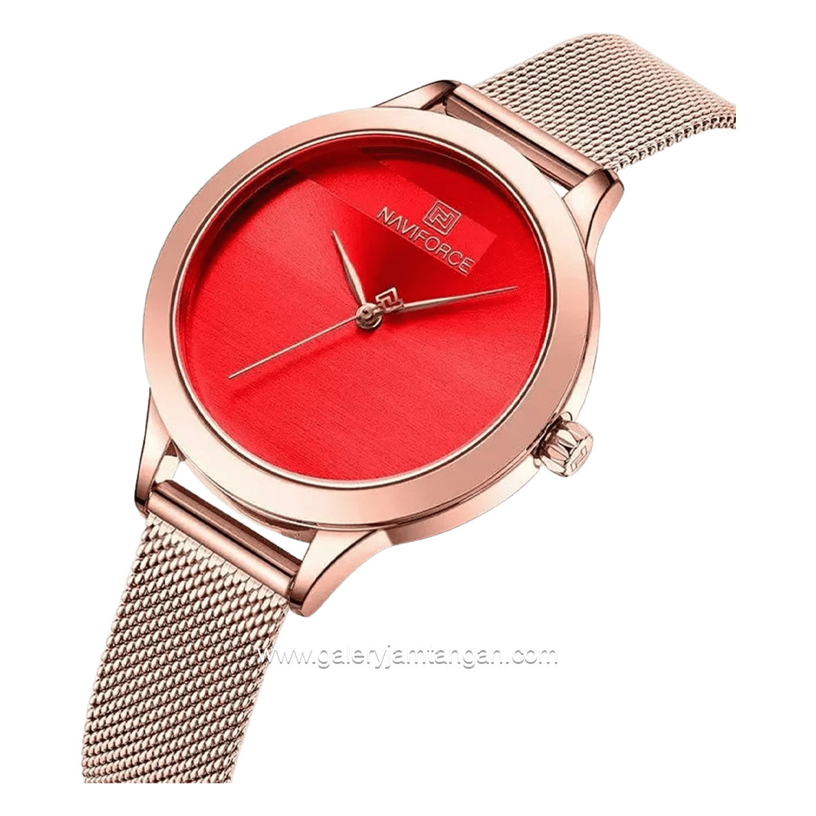 NAVIFORCE NF-5027L Rosegold Dial Red Mesh Stainless Steel