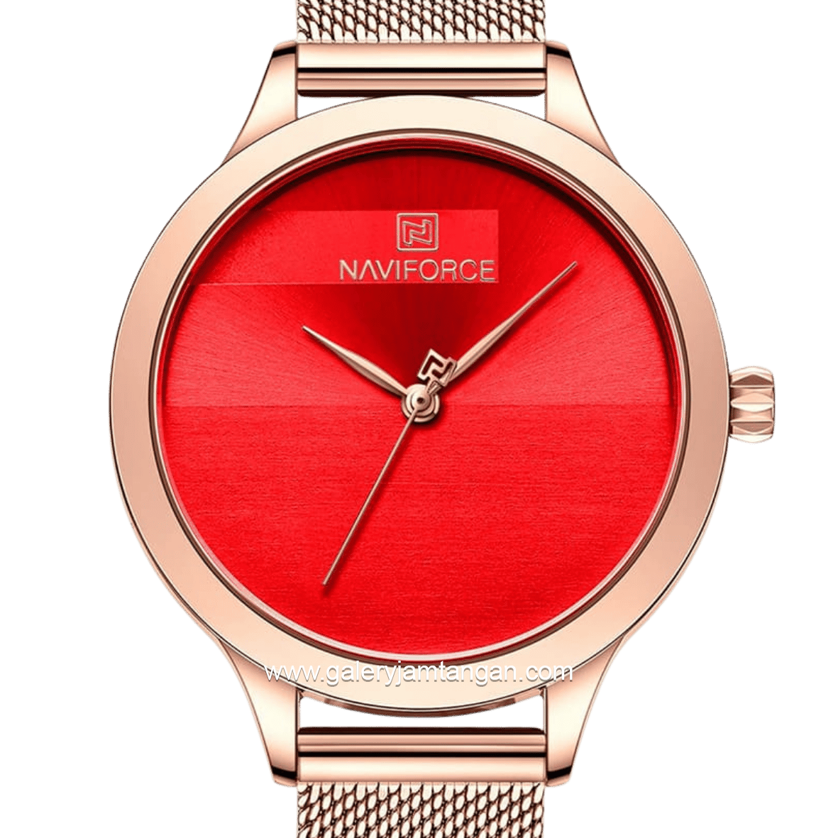 NAVIFORCE NF-5027L Rosegold Dial Red Mesh Stainless Steel