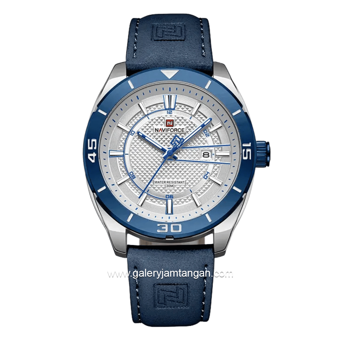 NAVIFORCE NF-9209 Blue Dial White Leather Strap