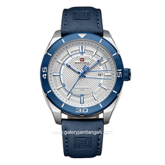 NAVIFORCE NF-9209 Blue Dial White Leather Strap