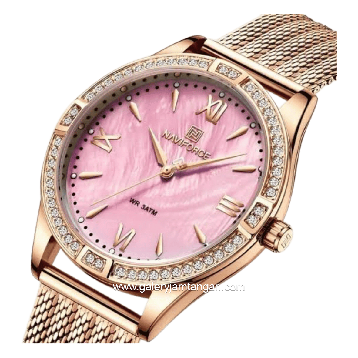 NAVIFORCE NF-5028L Rosegold Dial Pink Mesh Stainless Steel Strap
