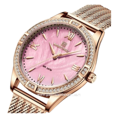 NAVIFORCE NF-5028L Rosegold Dial Pink Mesh Stainless Steel Strap