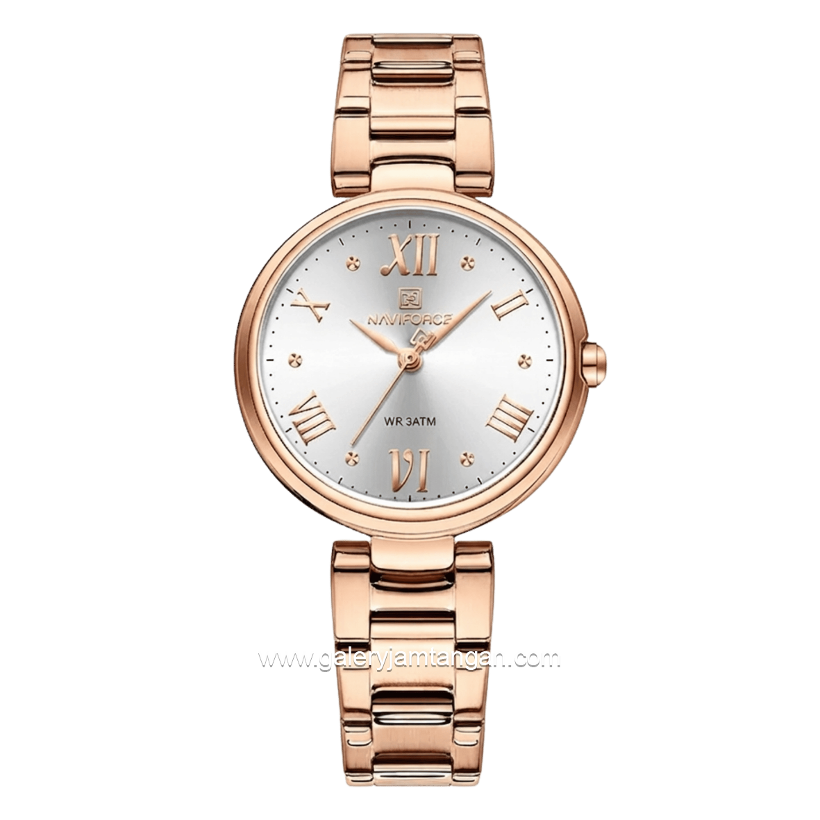 NAVIFORCE NF-5030 Rosegold Dial White Stainless Steel Strap