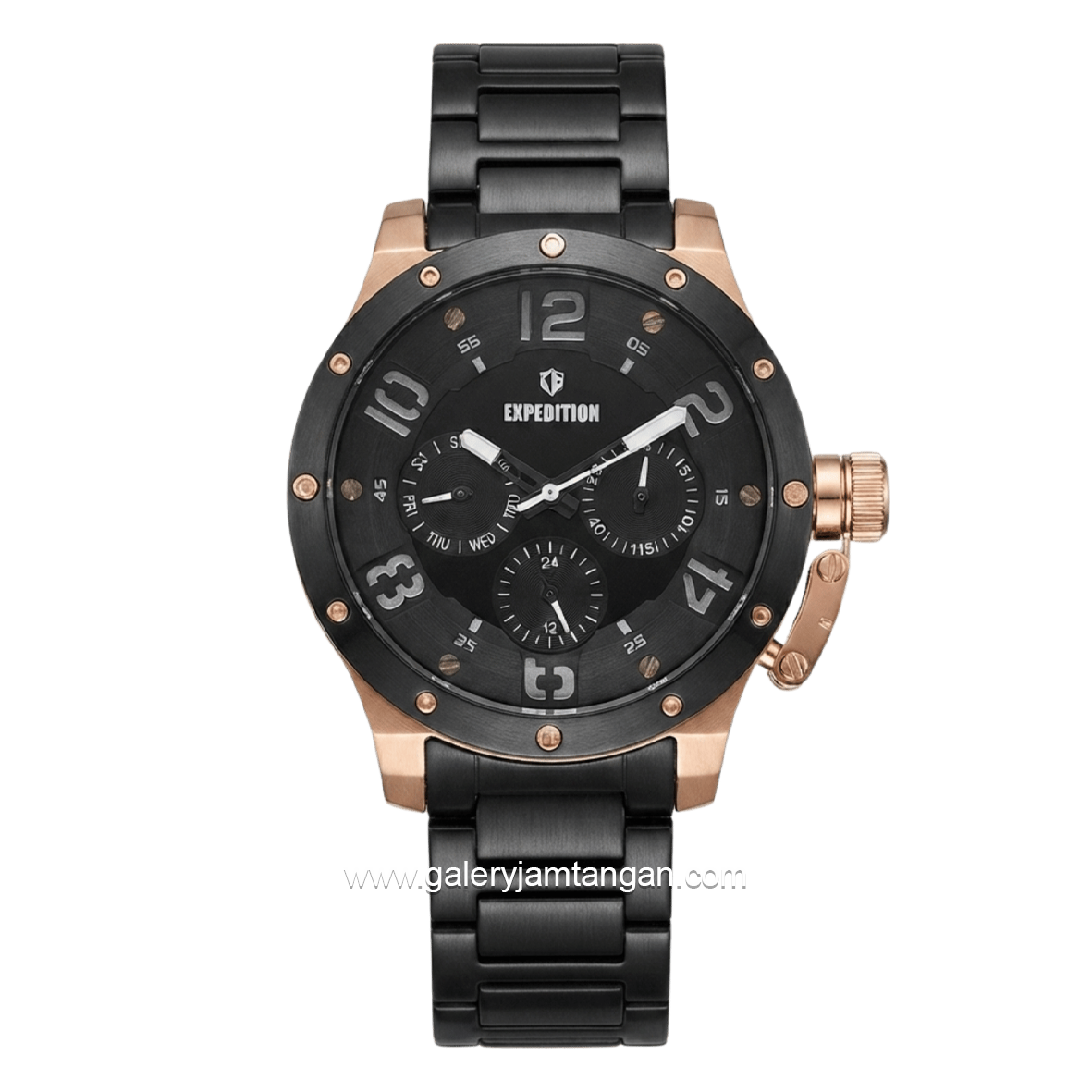 EXPEDITION E 6381 BFBBRBA1 Black Rosegold Stainless Steel Strap