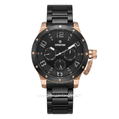 EXPEDITION E 6381 BFBBRBA1 Black Rosegold Stainless Steel Strap