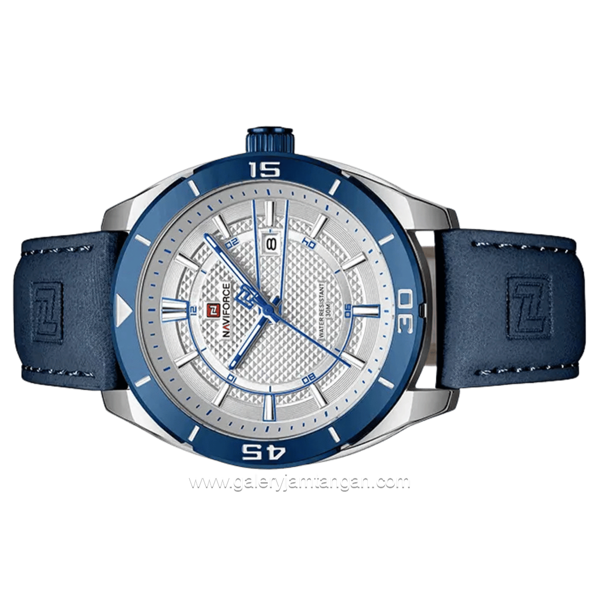 NAVIFORCE NF-9209 Blue Dial White Leather Strap