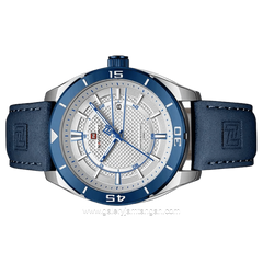 NAVIFORCE NF-9209 Blue Dial White Leather Strap