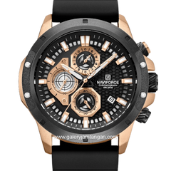 NAVIFORCE NF-8036M Chronograph Black Rosegold Silicone Strap