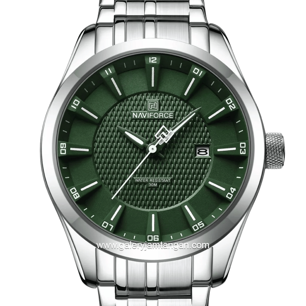 NAVIFORCE NF-8032 Silver Dial Green Stainless Steel