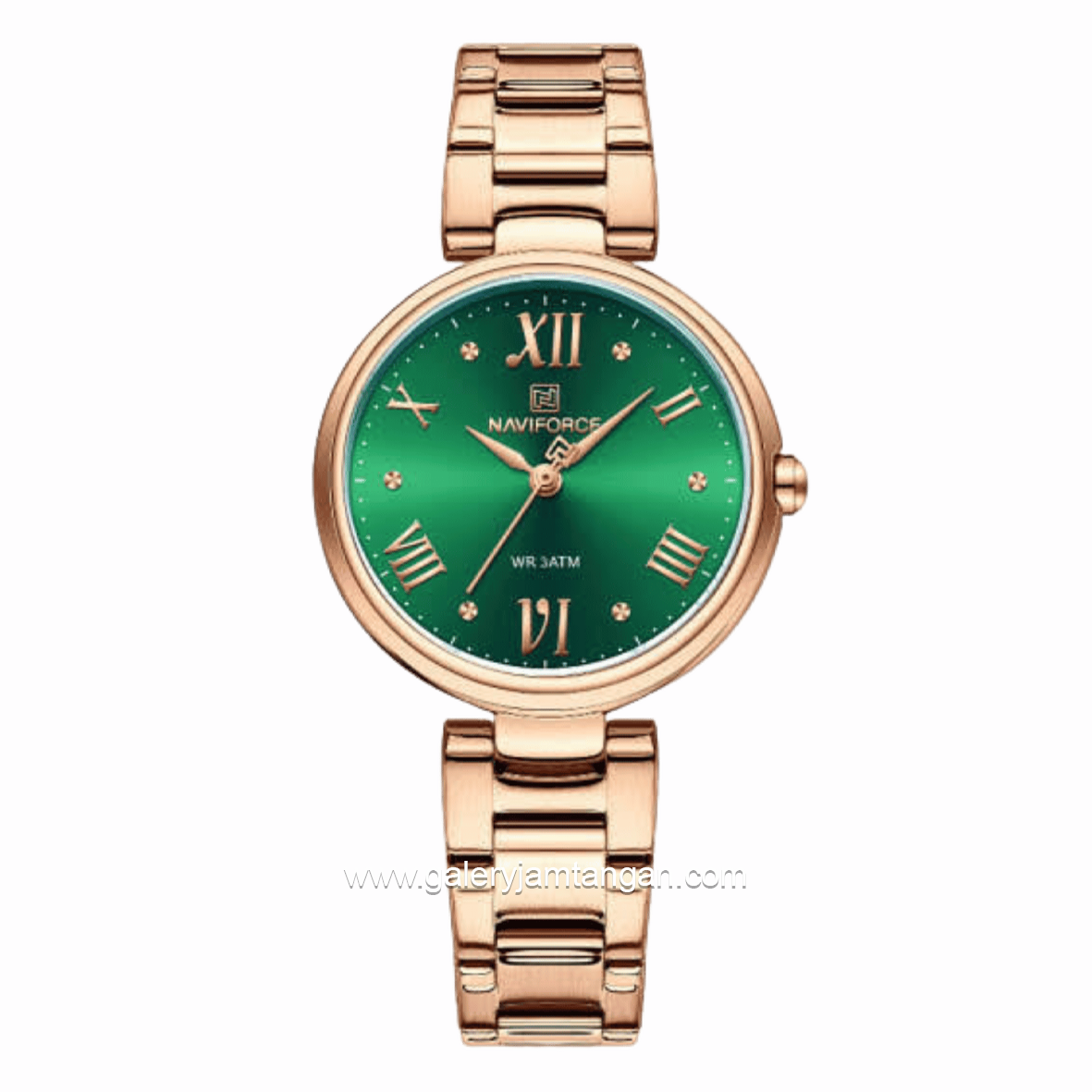 NAVIFORCE NF-5030 Rosegold Dial Green Stainless Steel Strap