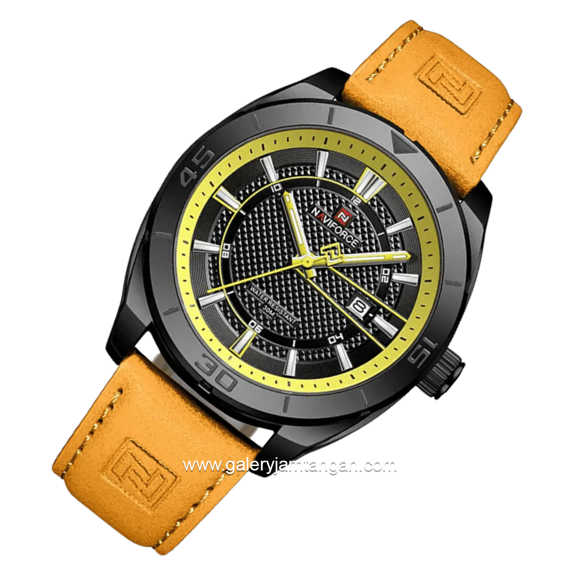 NAVIFORCE NF-9209 Tan Dial Black Leather Strap