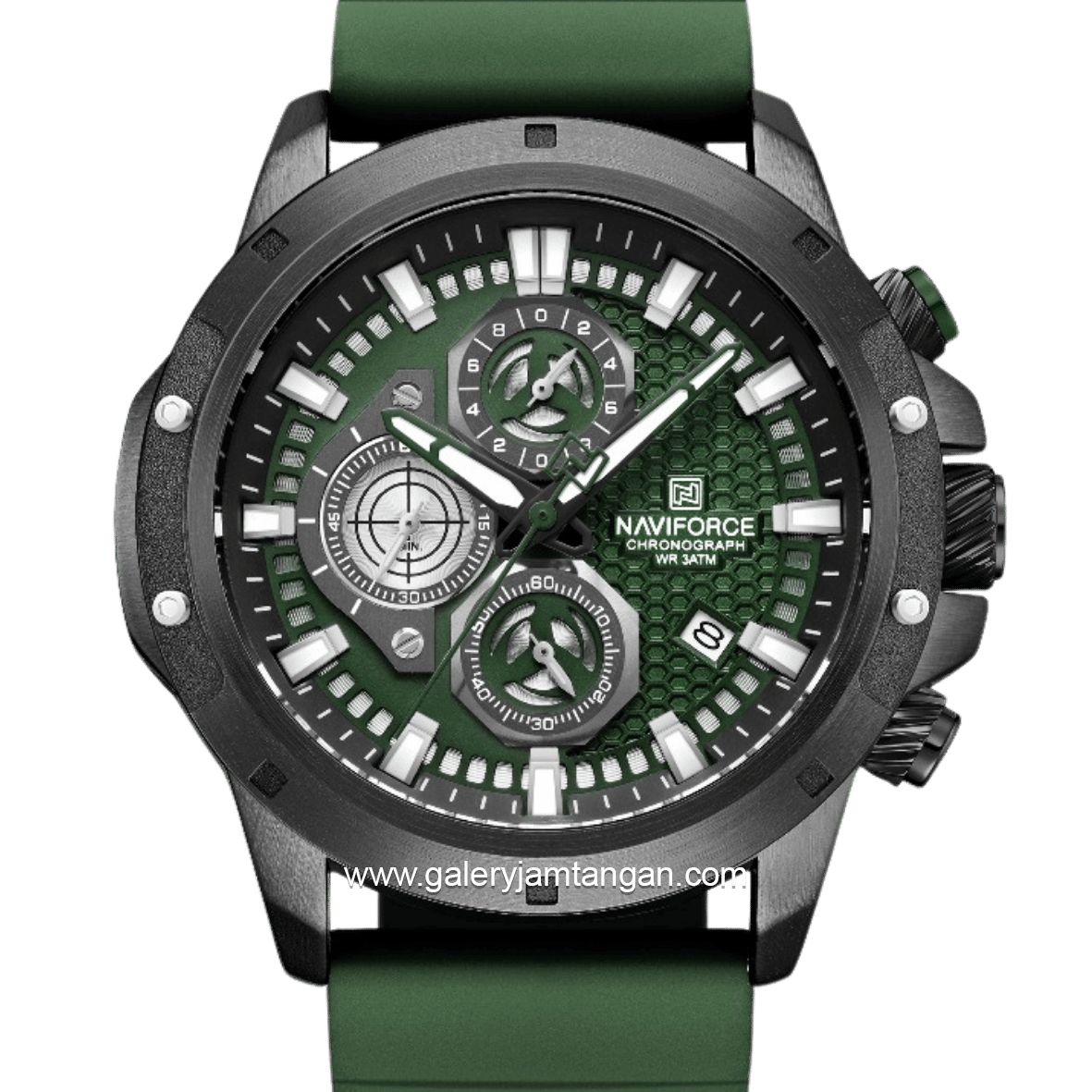 NAVIFORCE NF-8036M Chronograph Green Black Silicone Strap