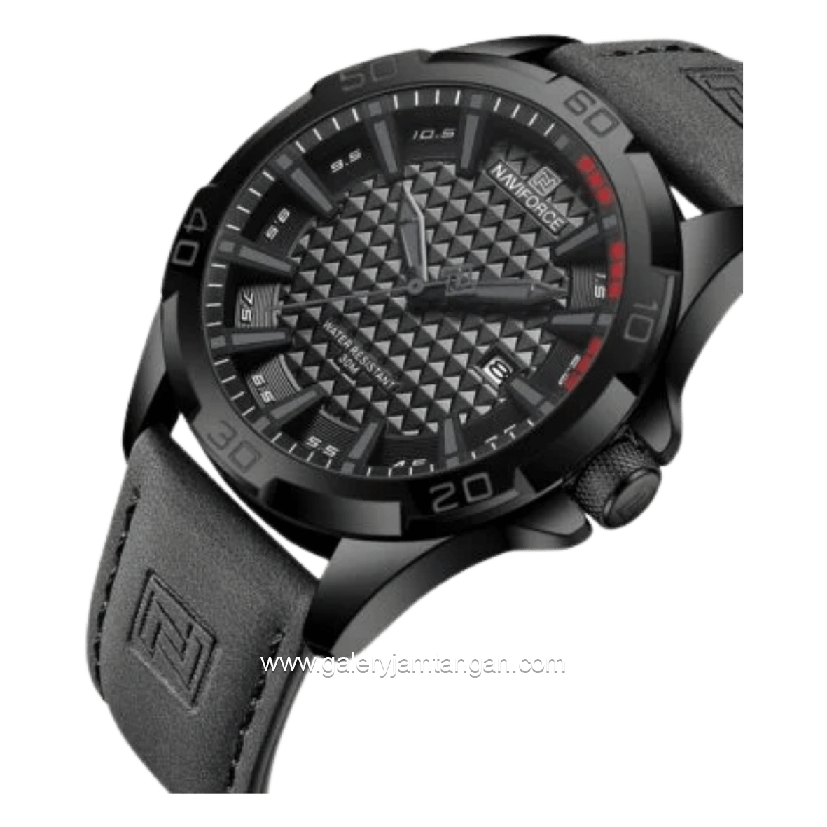 NAVIFORCE NF-8023 Grey Black Leather Strap