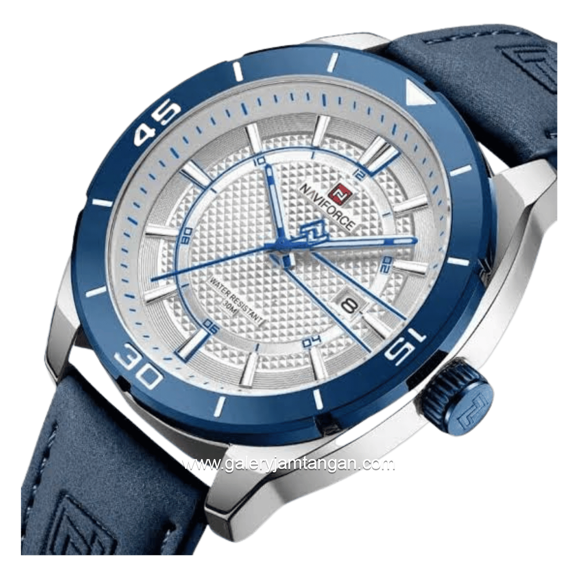 NAVIFORCE NF-9209 Blue Dial White Leather Strap