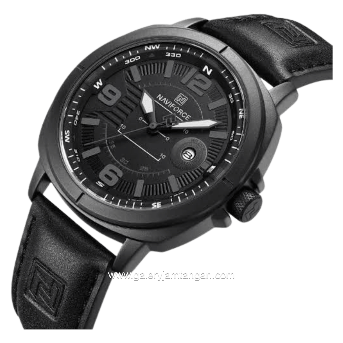 NAVIFORCE NF-8078 Black Grey Dial Black Leather Strap