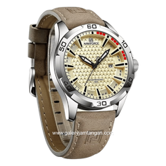 NAVIFORCE NF-8023 Light Brown Dial Khaki Leather Strap