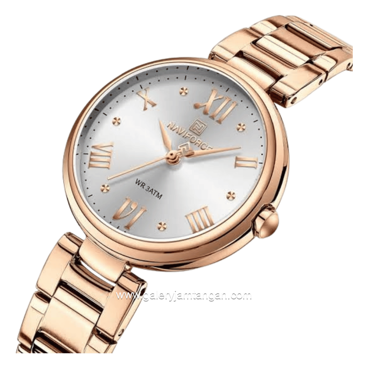 NAVIFORCE NF-5030 Rosegold Dial White Stainless Steel Strap