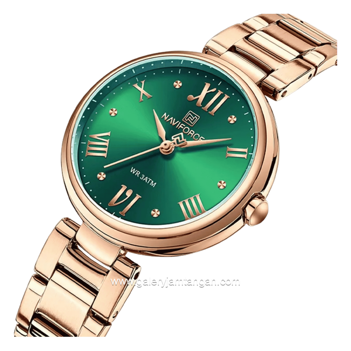 NAVIFORCE NF-5030 Rosegold Dial Green Stainless Steel Strap