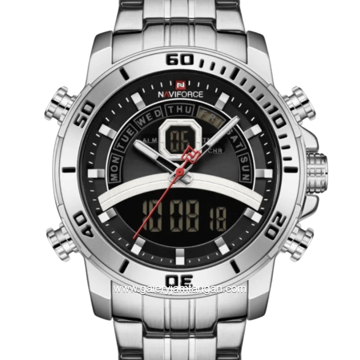 NAVIFORCE NF-9181M Digital Analog Silver Dial Black Stainless Steel