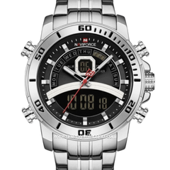 NAVIFORCE NF-9181M Digital Analog Silver Dial Black Stainless Steel